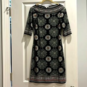 Max Studio Women's boat Neck 3/4 Sleeves Geometric Dress Size XS